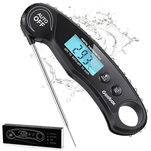 Meat Thermometer Digital, 1 Sec Instant Read, ±0.5°F, Waterproof | IPX5 Waterproof, Large Backlit Display, Magnetic Back, 4.1-Inch Probe, for Grilling, BBQ, Smoker and Cooking - color: Black