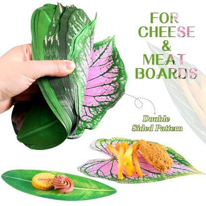 Kisston 50 Pcs Charcuterie Board Parchment Paper Tropical Leaves 8.7 Inch Paper Leaves for Cheese Board Double Sided Tropical Parchment for Holiday Party Decorations Table Food Serving