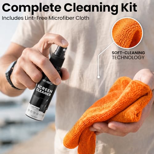 Screen Cleaner Spray - TV Screen Cleaner Spray and Microfiber Cloth kit, Computer Screen Cleaner & Car Screen Cleaner for TV, Monitor, Laptop, MacBook, iPad, iPhone and Electronic Devices - 2 Pack