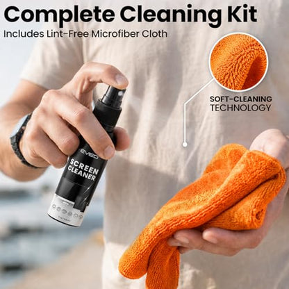 Screen Cleaner Spray - TV Screen Cleaner Spray and Microfiber Cloth kit, Computer Screen Cleaner & Car Screen Cleaner for TV, Monitor, Laptop, MacBook, iPad, iPhone and Electronic Devices - 2 Pack