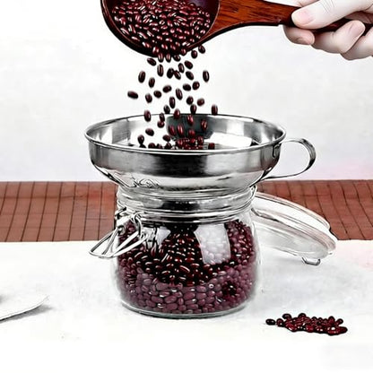 Wide Mouth Funnel Kitchen Jar Funnel with Handle Large Stainless Steel Silver Solid Bottle Filling Regular Mouth Metal Cooking Hopper for Canning Jar Filling Bottle Liquid Kitchen Use - size: 5.12x4.13 inch(13x10.5cm)