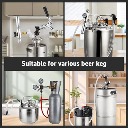 2 Pairs Ball Lock Keg Fittings Beer Corny Keg Connectors with Stainless Steel 5/16" Gas & 1/4" Liquid Barbs and MFL Thread Swivel Nuts for Homebrew with 4 PCS Hose Clamps