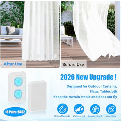 36pcs Outdoor Curtain Weights, Waterproof Magnetic Curtain Weights, Heavy Drapery Weights Bottom, Weighted Magnets for Heavy Wind, Shower Curtain, Garden Flag, Tablecloth (White, 18pairs) - color: White-36pcs