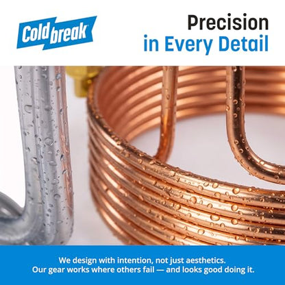 Coldbreak 25Ft. Wort Chiller with Copper Coil - Compact and Basic Immersion Beverage Chiller and Beer Brewing Equipment - 2pcs of 4Ft. Vinyl Tubings with Garden Hose Fitting and Hose Clamps Included - size: 25'