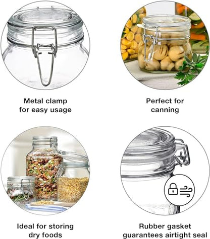 Bormioli Rocco Fido Clear Glass Jar with 85 mm Gasket,0.5 Liter (Pack of 2) - size: 17.5 oz