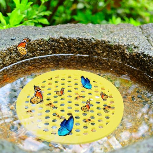 4 Pcs Floating Bee Watering Station 7.87 inch Floating Bee Island Float Tray Butterfly Bees Feeder Waterer Outdoor Honeybee Feeder Floatings Watering Table for Feeding Thirsty Pollinators