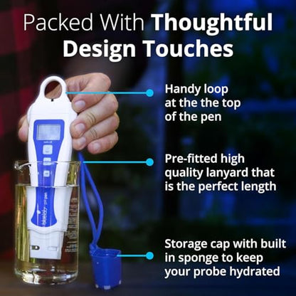 Bluelab pH Pen - ± 0.1 pH Accurate, Durable Double Junction Probe, Waterproof & Floats, Auto Temperature Compensation, Easy Calibration - Made in NZ - style: PH Pen