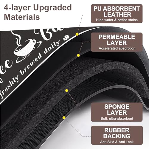 CooRug Absorbent Coffee Mat, Fashion Dish Drying Mat for Kitchen Counter Coffee Bar Accessories Espresso Machine Dish Rack 16" x 24" Black - size: 16" x 24"