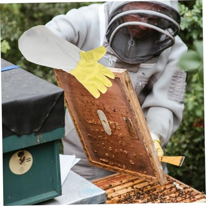 Toddmomy 1 Pair Heavy Duty PU Beekeeping Gloves with Long Sleeves for Gardeners Ventilated Beekeeper's Protective Gear with Elastic Cuffs Safety Gloves for Beekeeping and Outdoor Work