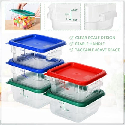 Lallisa 8 Pcs 2 Quart Food Storage Containers with Lids Clear Square Polycarbonate Marinating Container Dough Bucket with Lid (Colorful) - color: Colorful