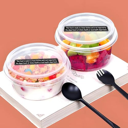 Home Kitchen Food Safety Labels Food is Made in a Home Kitchen Stickers, 100 PCS, Not Health Department Inspected Disclaimer Stickers (Black) - color: Black