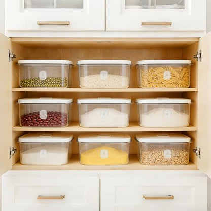 Airtight Rice Container with Measuring Cup, BPA-Free Clear PET Plastic Food Storage Container Pantry Organizers and Storage Sugar Cookies Flour Rice Container (6 L / 6.34 QT) - size: 6 L / 6.34 QT