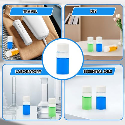 10ml Clear Glass Vials with Screw Caps and Plastic Stoppers, Small Liquid Sample Vial, Leak-Proof Vial, 25PCS(White Cap) - color: CLEAR, size: 10ml