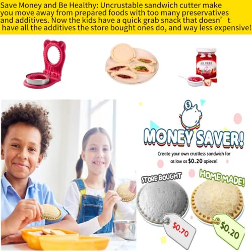 CHICHAUS Uncrustable Sandwich Maker,Sandwiches Pocket Circle Shape 3.7Inch Sandwich Cutter and Sealer,Sandwich Cutter for Kids Breakfast and lunchboxes (Rose Red) - color: Rose Red