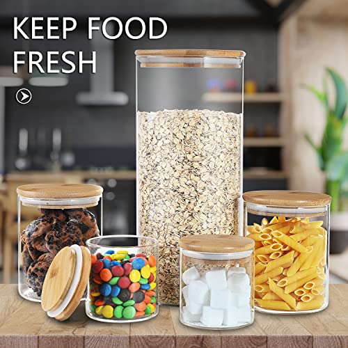 umieo 50oz (1400ml) Glass Jar with Lid Airtight Food Storage Container Bamboo Large Clear Canisters Hold Coffee Beans Candy Nuts Sugar - color: 50 OZ