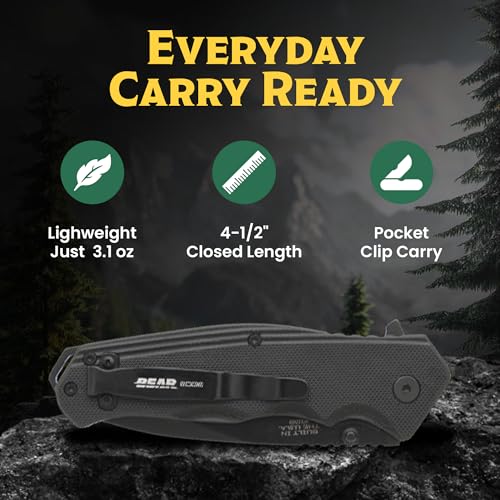 BEAR & SON - Manual Drop Point Folding Knife - 2 7/8" 440 Stainless Steel Blade with G10 Handle & Ball Bearing Washers - Men'sTactical EDC Pocket Knife - Sharp Utility Hunting Camping Gear - Serrated