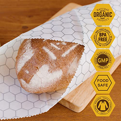 SUPERBEE Beeswax Bread Wrap, Reusable Beeswax Wrap for Food, Reusable Bees Wrap Vegetables, Cheese Paper, Bowl Covers and Sandwich Wrapping Paper, XXL (Hexagonia) - color: Hexagonia