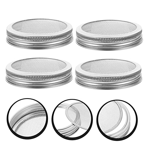 4pcs Stainless Steel Sprouting Lids for 70/86mm Mason Jars Sturdy Mesh Strainers for Bean Sprout Kit Easy to Use for Home Germination and Fermentation
