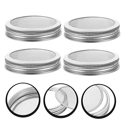 4pcs Stainless Steel Sprouting Lids for 70/86mm Mason Jars Sturdy Mesh Strainers for Bean Sprout Kit Easy to Use for Home Germination and Fermentation