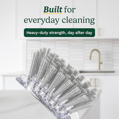 Cuisinart Dish Brush with Handle, 2 Pack, Firm Bristles | Multi-purpose dish scrubber for plates, pots, and pans, deep cleaning removes grease, safe for nonstick, built-in scraper - color: Rectangular- Light Gray