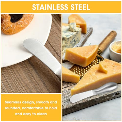 WLLHYF 8 Pcs Cheese Spreader Knives, Mini Cheese and Butter Spreader Knife Set Stainless Steel Sandwich Cream Cake Butter Knives for Christmas Thanksgiving Day