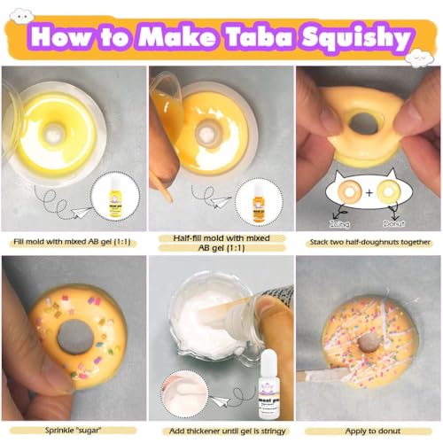 Taba Squishy Maker Kit Gel+Donut Silicone Mold+Pigment+Sprinkles - color: Donut