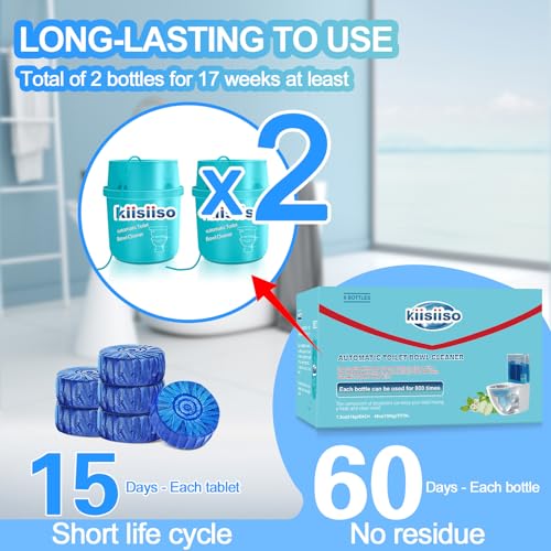 KIISIISO Toilet Bowl Cleaners, Septic-Safe Automatic Toilet Cleaner Bottles, Sustained-Release Toilet Tank Cleaners For Against Tough Stains, Long-Lasting Deep Cleaning & Freshness-2 Packs - size: 7.5 Ounce (Pack of 2)