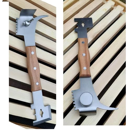 Multipurpose Bee Hive Tool with Wooden Handle Bee Tools for Beekeeping Professional Beekeeping Equipment