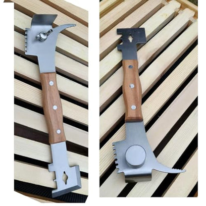 Multipurpose Bee Hive Tool with Wooden Handle Bee Tools for Beekeeping Professional Beekeeping Equipment