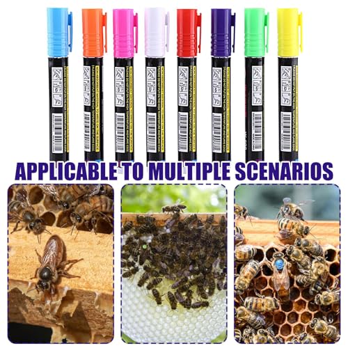 Queen Marking Pen - 8 Piece Beekeeping Pen,Bee Tools for Beekeeping - for Beekeeper Honey Beginners Orchard Farm Garden Patio Courtyard Outdoor Home