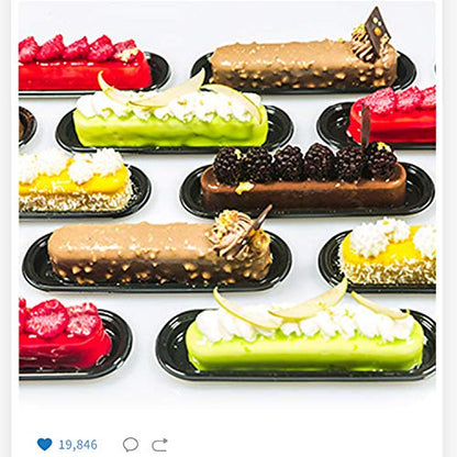 OCPO KITCHEN Eclair Silicone Mold for Baking Mousse Cake, 3D Silicone Baking Mold for Cakes French Pastry Chocolate Brownie, Cake Decoration, 3D Eclair Shape (8-Cavity) - style: Fashion Eclair (8-Cavity)