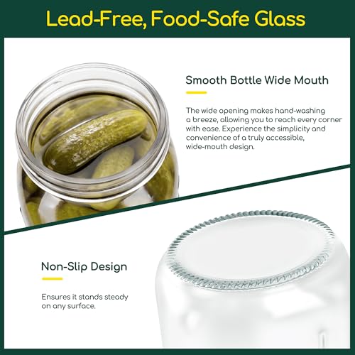 32oz Fermentation Jar Kit with Fermenting Weights and Airlock Lids, Wide Mouth Glass Jars with Scale Mark for Making and Storing Sauerkraut, Pickles (Pack of 4) - size: 32oz * 4pack