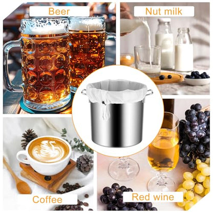 Kifmurase 10Pcs Brew Bags, Extra Large 26 x 22'' Fine Mesh Strainer, Reusable Cold Brew Bags, Fine Mesh Bag, Drawstring Cheese Cloth Straining Bag for Fruit Cider Apple Grape Wine Press