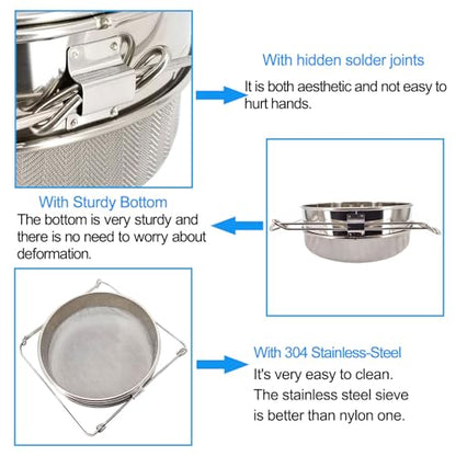 Stainless Steel Double Sieve Honey Strainer Filter for 5 Gallon Buckets Honey Extractor Equipment
