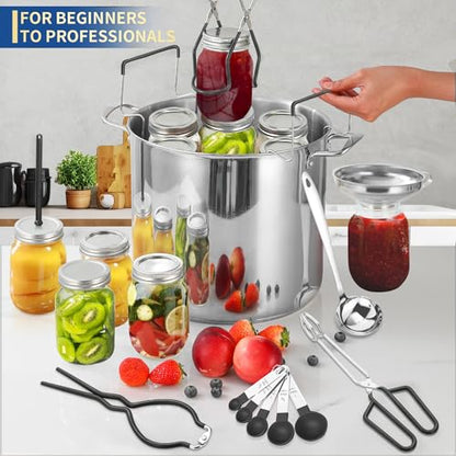 Gemfino Canning Supplies Starter Kit with Canning Rack,Canning Kit for Beginners - color: Black