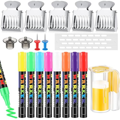 Qualirey 19 Pcs Queen Bee Marking Kit with Bee Marking Bottles Stainless Steel Queen Catcher Cage and Clips Marker Pens Beehive Entrance Gate Bees Cell Cups Push Pins for Beekeeping Supplies Tools