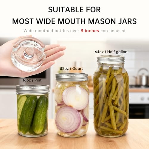 2Pcs Fermentation Glass Weights for Wide Mouth Jars - Pickle Bottles with Sealing Lids for Efficient Fermenting - Durable, Transparent Fermenting Lids and Weights for Sauerkraut (D Gap) - size: D Gap