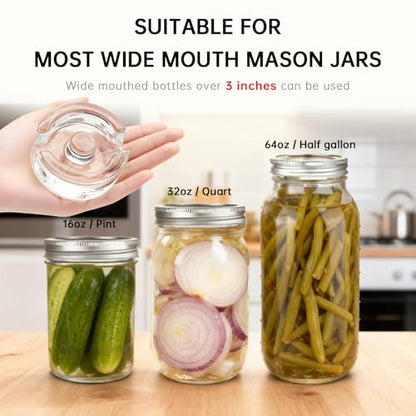 4Pcs Fermentation Glass Weights for Wide Mouth Jars - Pickle Bottles with Sealing Lids for Efficient Fermenting - Durable, Transparent Fermenting Lids and Weights for Sauerkraut, Kimchi (D Gap) - size: D Gap