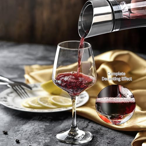 Wine Decanter Built-in Aerator Pourer, 1500ml /50oz Wine Carafe with Aerator,Cleaning Beads and Cork Ball,100% Lead-free Crystal Glass Red Wine Aerator, Wine Gift for Men, Wine Accessories - style: Wine Decanter Set