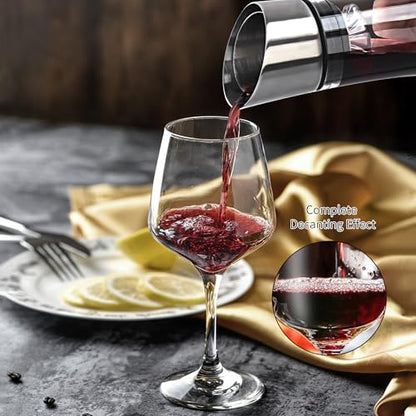 Wine Decanter Built-in Aerator Pourer, 1500ml /50oz Wine Carafe with Aerator,Cleaning Beads and Cork Ball,100% Lead-free Crystal Glass Red Wine Aerator, Wine Gift for Men, Wine Accessories - style: Wine Decanter Set