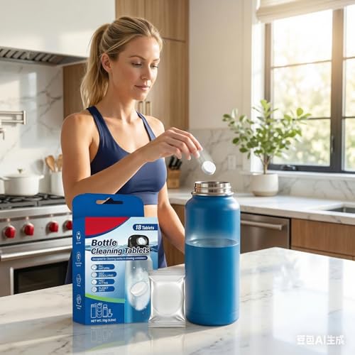 Bottle Blasterz - Drop-In Cleaning Tablets for Water Bottles, Tumblers, and Coolers - All-Natural Ingredients, Eliminates Odors, Fast-Acting, Individually Packed, 18 Count