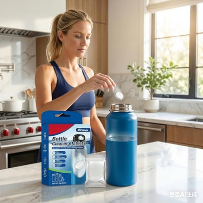 Bottle Blasterz - Drop-In Cleaning Tablets for Water Bottles, Tumblers, and Coolers - All-Natural Ingredients, Eliminates Odors, Fast-Acting, Individually Packed, 18 Count