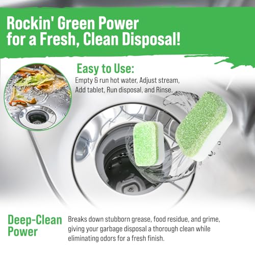 Rockin' Green Deep Cleaning and Deodorizing Tablets for Dishwashers, Washing Machines, and Garbage Disposals, Removes Odor and Residue (Garbage Disposal Cleaning Tablets, 24 Pack) - size: 1 Count (Pack of 24), style: Garbage Disposal Cleaning Tablets