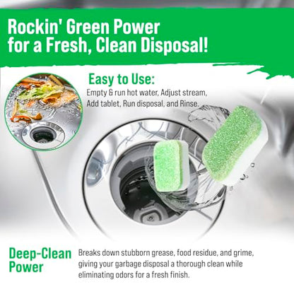 Rockin' Green Deep Cleaning and Deodorizing Tablets for Dishwashers, Washing Machines, and Garbage Disposals, Removes Odor and Residue (Garbage Disposal Cleaning Tablets, 24 Pack) - size: 1 Count (Pack of 24), style: Garbage Disposal Cleaning Tablets