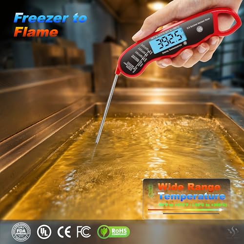2 pcs 0.6S Instant Read Digital Meat Thermometer Probe/Pen，Factory‑Calibrated/Waterproof/Backlit/Magnetic/Flip Display/Motion Sensor:Outdoor BBQ, Barbecue Grilling, Smoking, Oven, Baking, Oil,
