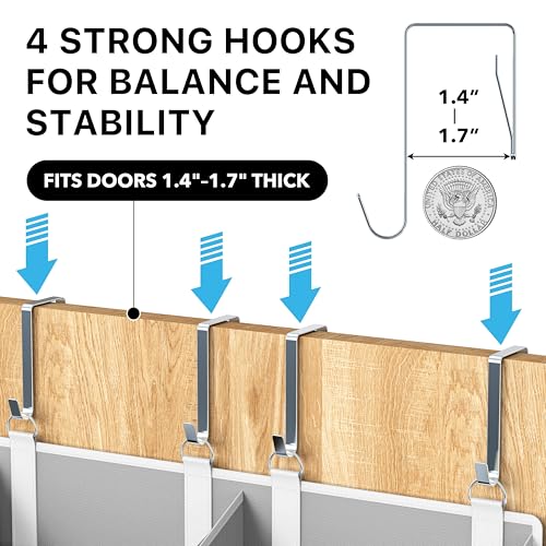 Simple Houseware Extra Large Heavy Duty Over the Door Organizer with 10 Clear Window Pockets, 80 lbs Capacity for Pantry, Closet, Bathroom, Gray - size: 10 Pockets