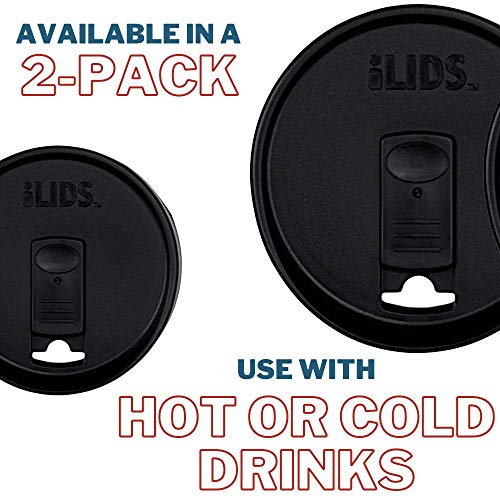 Wide-Mouth Mason Jar Drink Lid - USA Made, BPA-Free, Spill-Resistant for Coffee, Cold Brew & Iced Tea - Fits 3 3/8 in Ball & Kerr Wide Mouth - Pack of 2 - color: Black