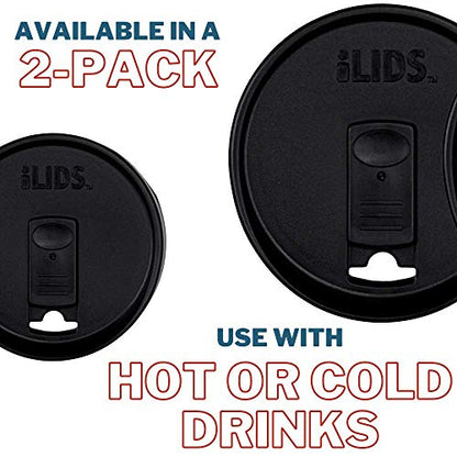 Wide-Mouth Mason Jar Drink Lid - USA Made, BPA-Free, Spill-Resistant for Coffee, Cold Brew & Iced Tea - Fits 3 3/8 in Ball & Kerr Wide Mouth - Pack of 2 - color: Black
