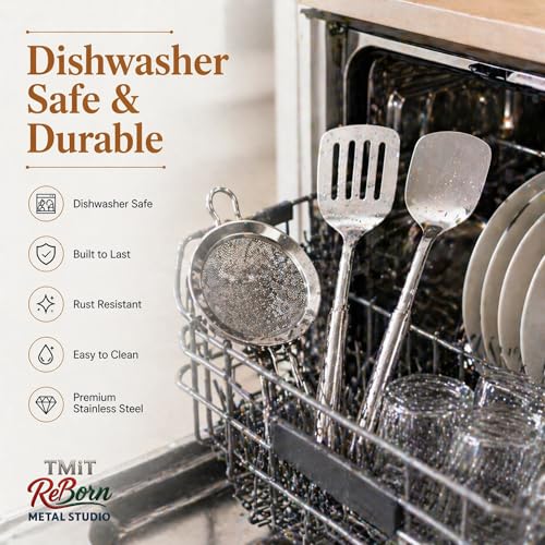 Stainless Steel Spatula Set with Sieve, 3-Piece Kitchen Utensil Set, Solid & Slotted Turner, Fish, Eggs, BBQ, Metal Spatulas