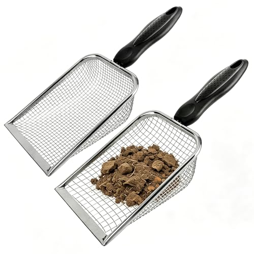 2 Pcs Gardening Soil Sifter, Handheld Shovel, Garden Sieve with Handle | 3.8mm and 5mm Mesh, Portable, For Sand Soil Dirt Compost, 2 Set - color: 2 Set